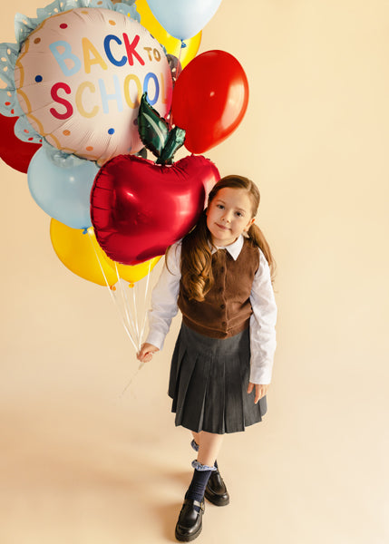 Apaļš folija balons 'Atpakaļ uz skolu' - Back to School, pildāms ar gaisu vai hēliju, 52x52cm, FB435