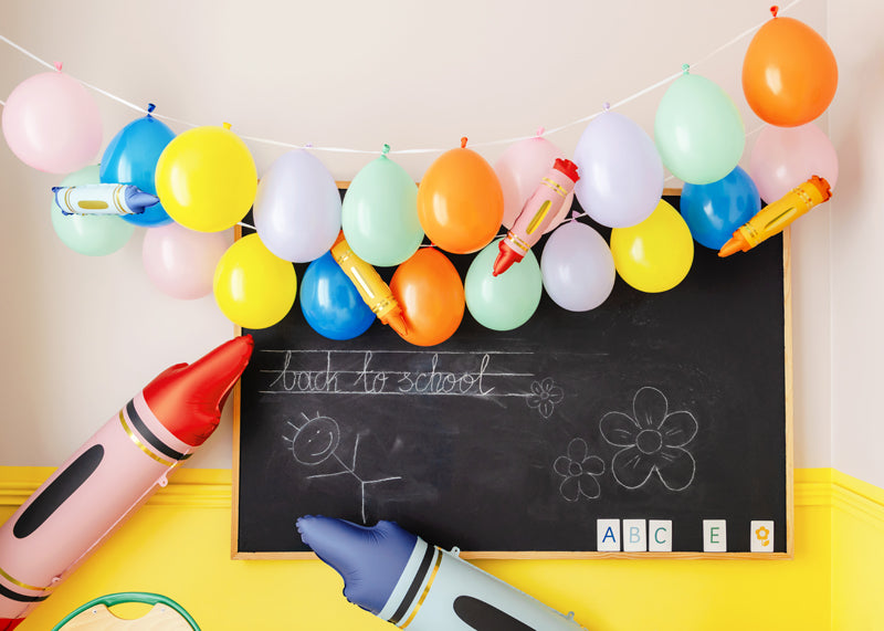 Folija baloni virtenēm Krītiņi, Crayons - pildāms ar gaisu, 3gab, krāsaini