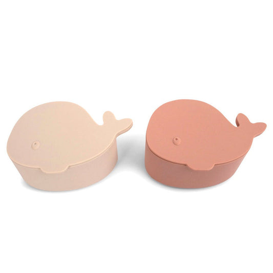 Silikona uzkodu trauciņi, rozā, Set of 2 Silicone Snack boxes, Filibabba