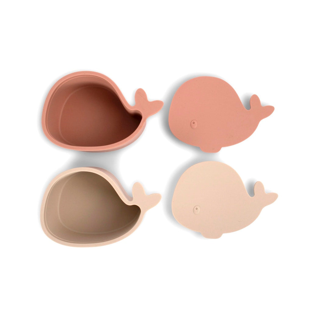 Silikona uzkodu trauciņi, rozā, Set of 2 Silicone Snack boxes, Filibabba