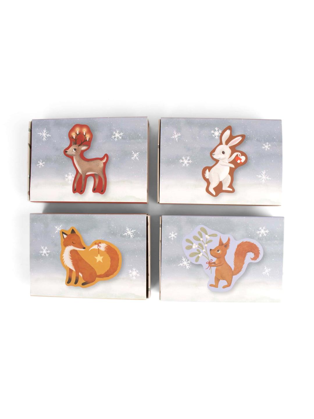 Ziemassvētku puzles, Christmas Wonderful Winter Set of 4 - Forest Friends, Filibabba
