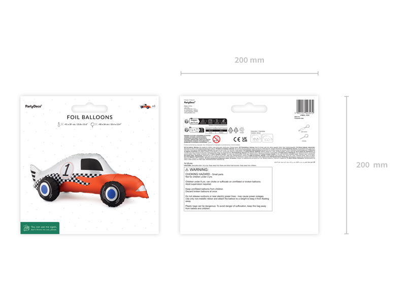 Folija balons Sacīkšu Auto Race Car Balloon - pildāms ar gaisu vai hēliju, 90x34cm,  FB397