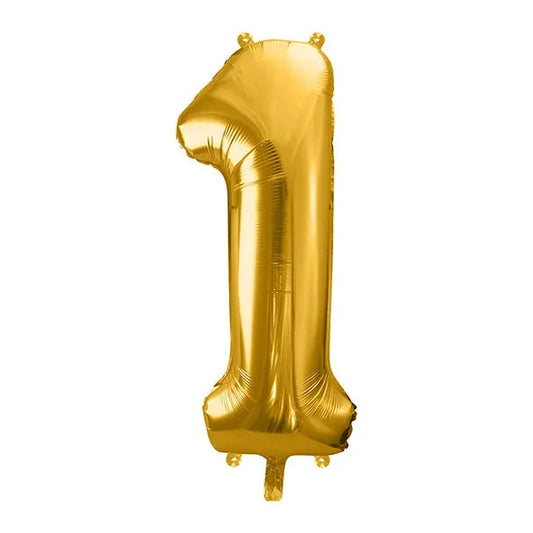 Liels balons cipars 1, zelta, pildāms ar hēliju vai gaisu, 86cm
