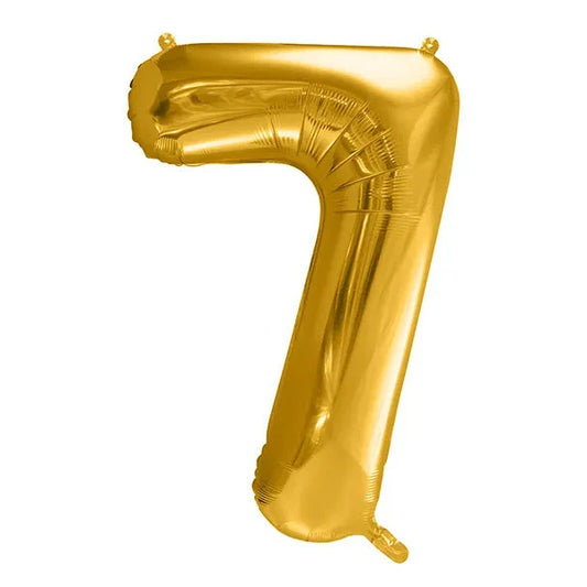Liels balons cipars 7, zelta, pildāms ar hēliju vai gaisu, 86cm