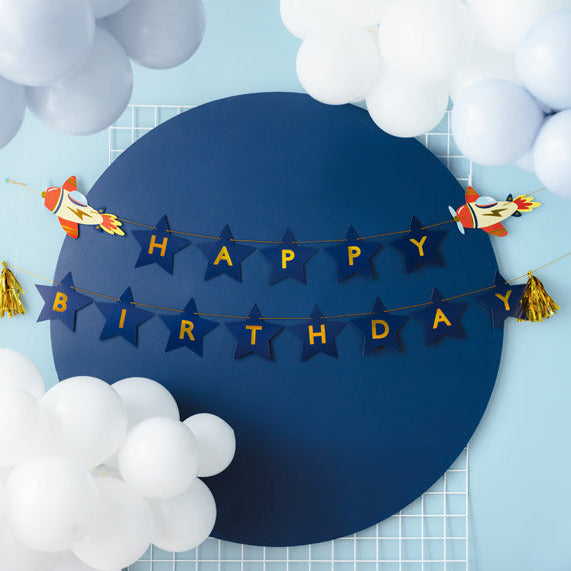 Dzimšanas dienas svētku virtene - Happy Birthday Banner Airplanes, 2.5m