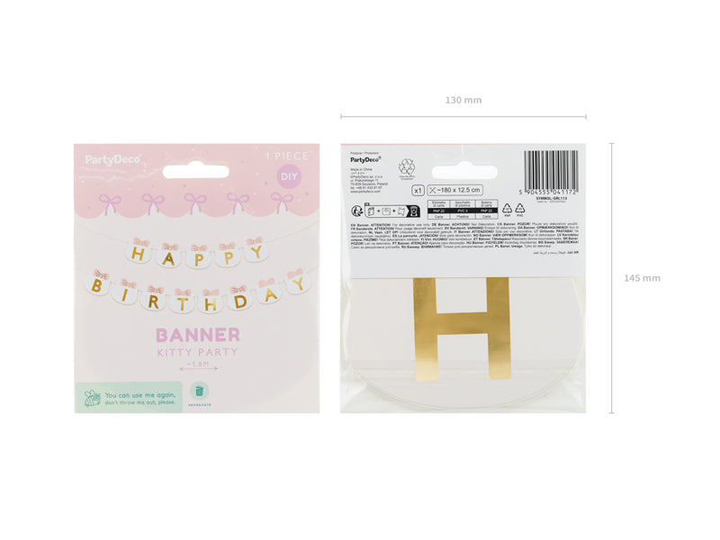 Dzimšanas dienas virtene - Happy Birthday Banner Cats, 280cm, GRL113