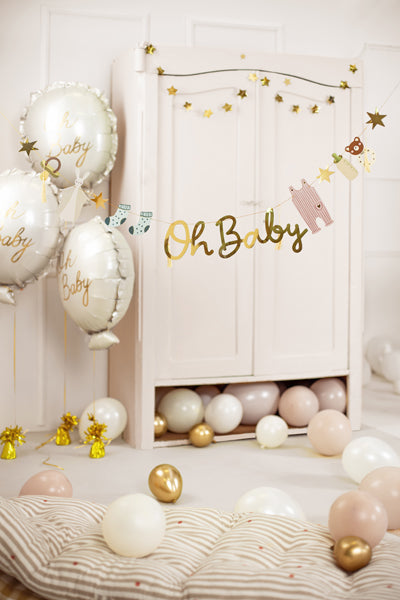 Svētku virtene ar uzrakstu "Oh Baby", rozā, 250cm