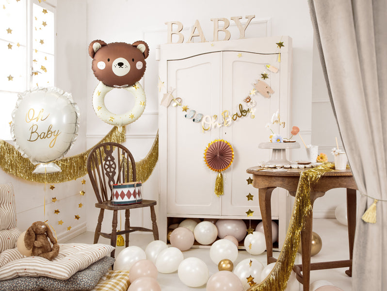 Svētku virtene ar uzrakstu "Oh Baby", rozā, 250cm