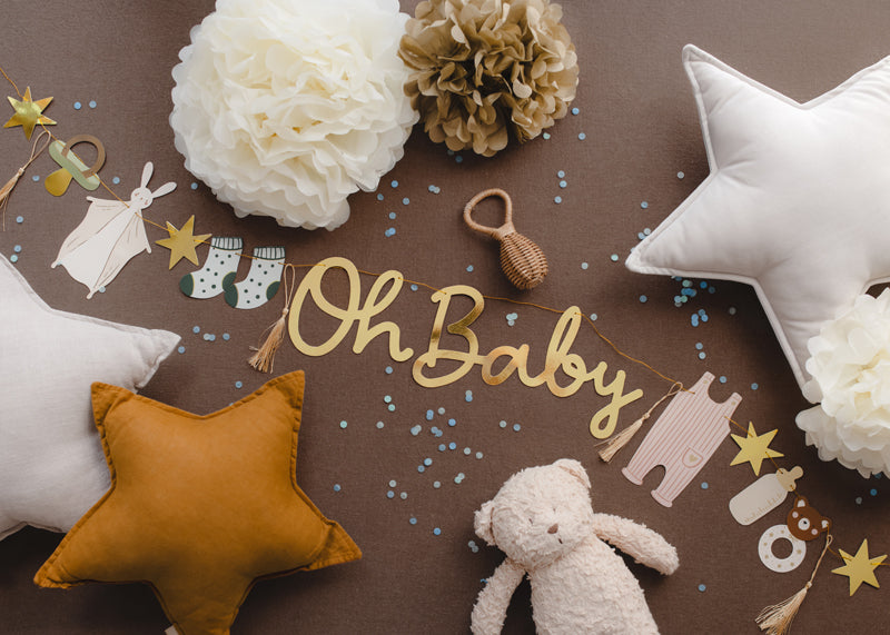 Svētku virtene ar uzrakstu "Oh Baby", rozā, 250cm