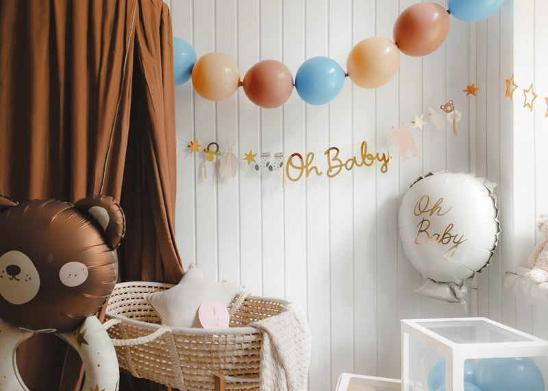 Svētku virtene ar uzrakstu "Oh Baby", rozā, 250cm