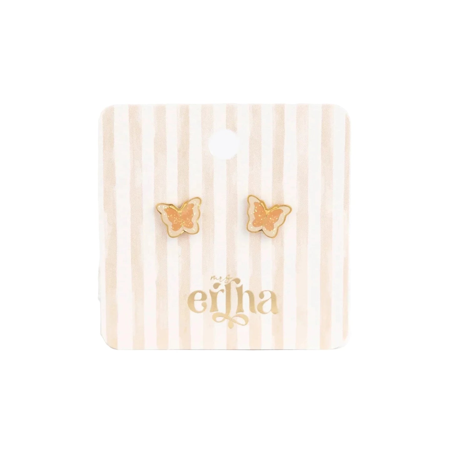 Bērnu auskari Taureņi, Glitter Butterfly Studs Earings, Mrs.Ertha, ER1424