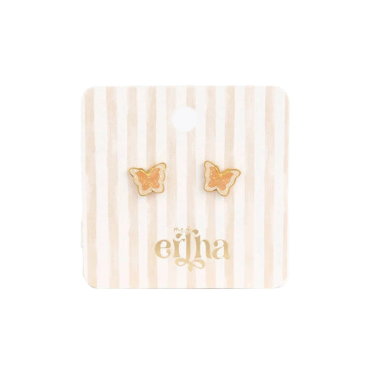 Bērnu auskari Taureņi, Glitter Butterfly Studs Earings, Mrs.Ertha, ER1424
