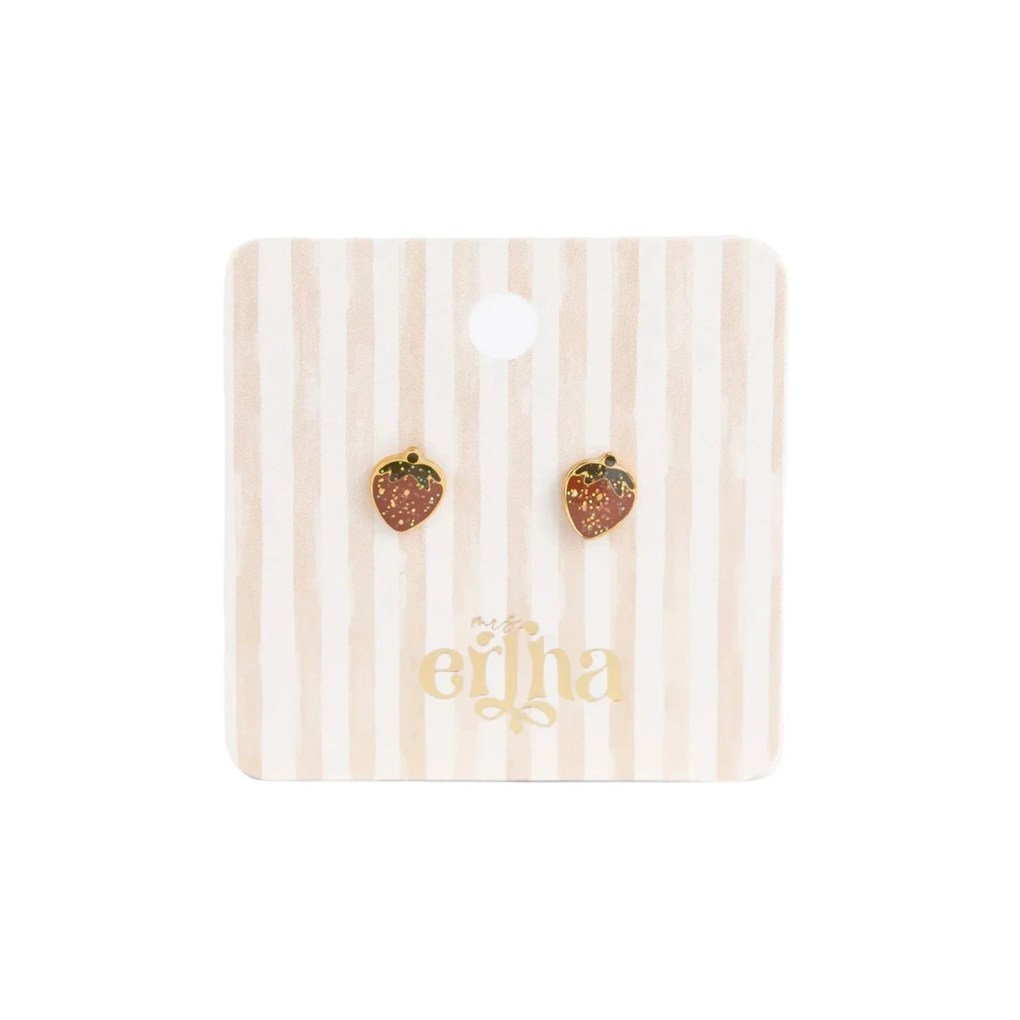 Bērnu auskari Taureņi, Glitter Strawberries Studs Earings, Mrs.Ertha, ER1424