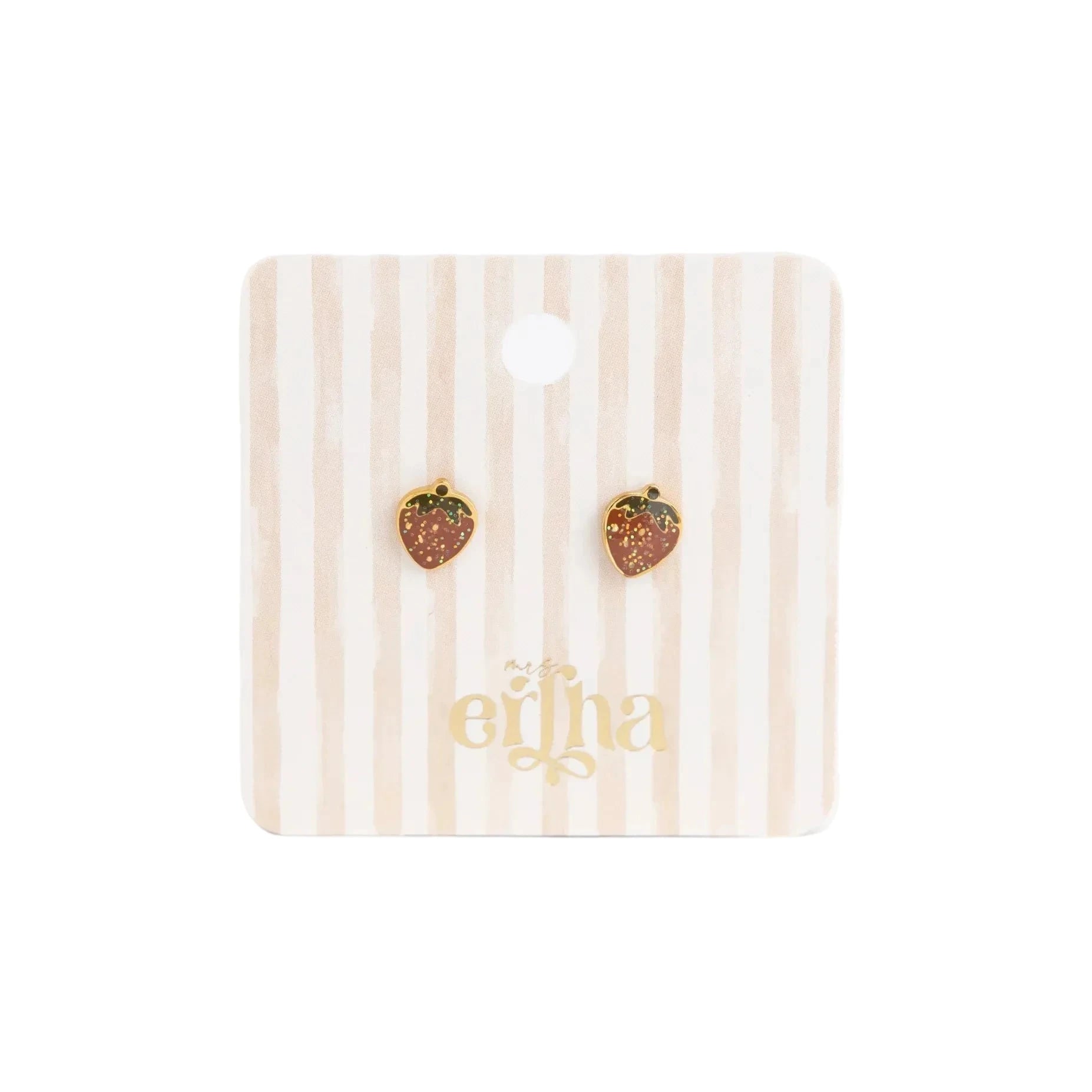 Bērnu auskari Taureņi, Glitter Strawberries Studs Earings, Mrs.Ertha, ER1424