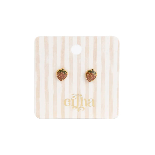 Bērnu auskari Taureņi, Glitter Strawberries Studs Earings, Mrs.Ertha, ER1424