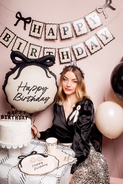 Dzimšanas dienas virtene "Happy Birthday" ar bantēm, 100cm, Party Deco,  GRL133