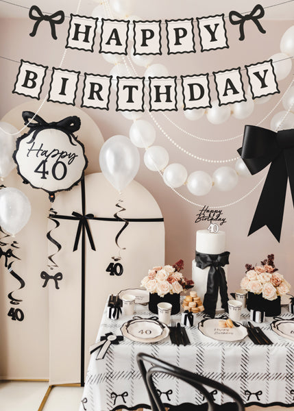 Dzimšanas dienas virtene "Happy Birthday" ar bantēm, 100cm, Party Deco,  GRL133