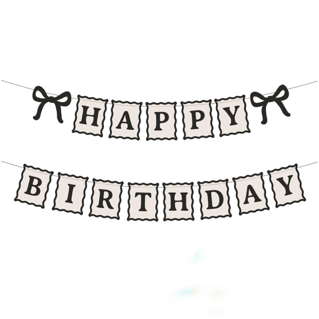 Dzimšanas dienas virtene "Happy Birthday" ar bantēm, 100cm, Party Deco,  GRL133