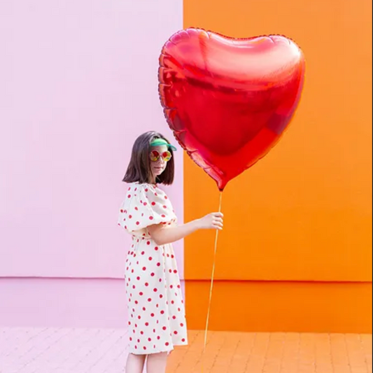 Sirds - folija balons, sarkans, pildīts ar hēliju, 68x72cm