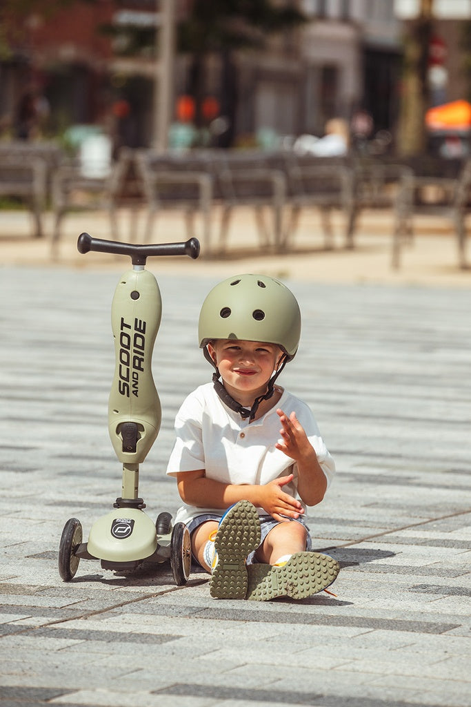 Bērnu ķivere olīvzaļa, Helmet Olive, Scoot and Ride, S-M