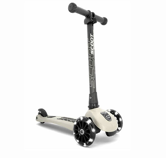 Bērnu skrejritenis bēšs, Highwaykick 3 LED, Ash, Scoot and Ride