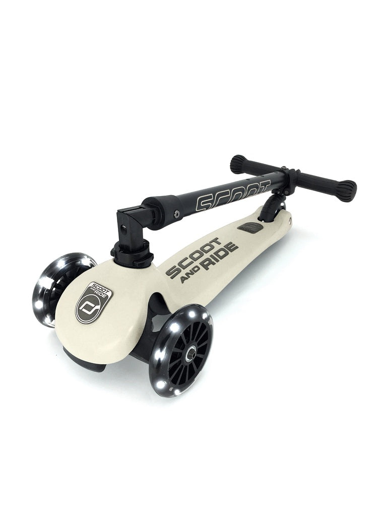 Bērnu skrejritenis bēšs, Highwaykick 3 LED, Ash, Scoot and Ride