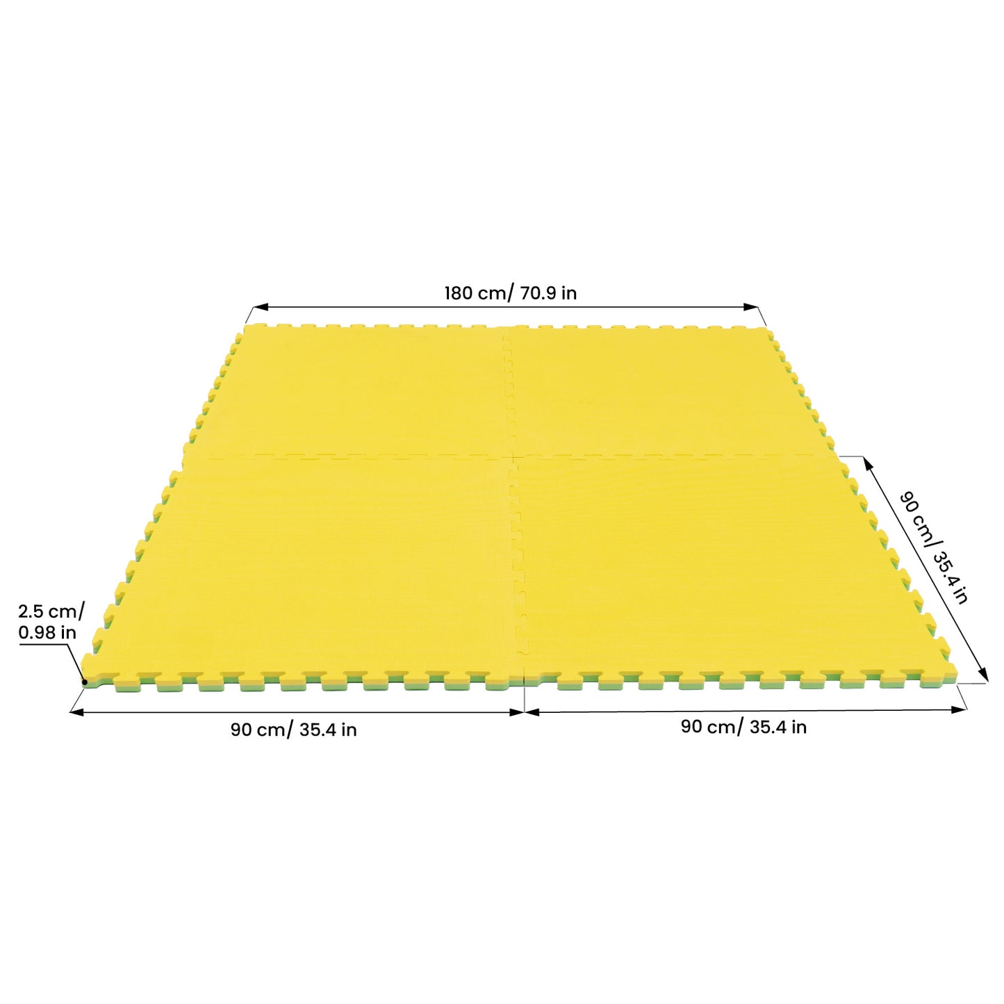 Divpusīgs rotaļu paklājs XL, Playmats Green/Yellow, IGLU, SET_PLAYMATSXL_01
