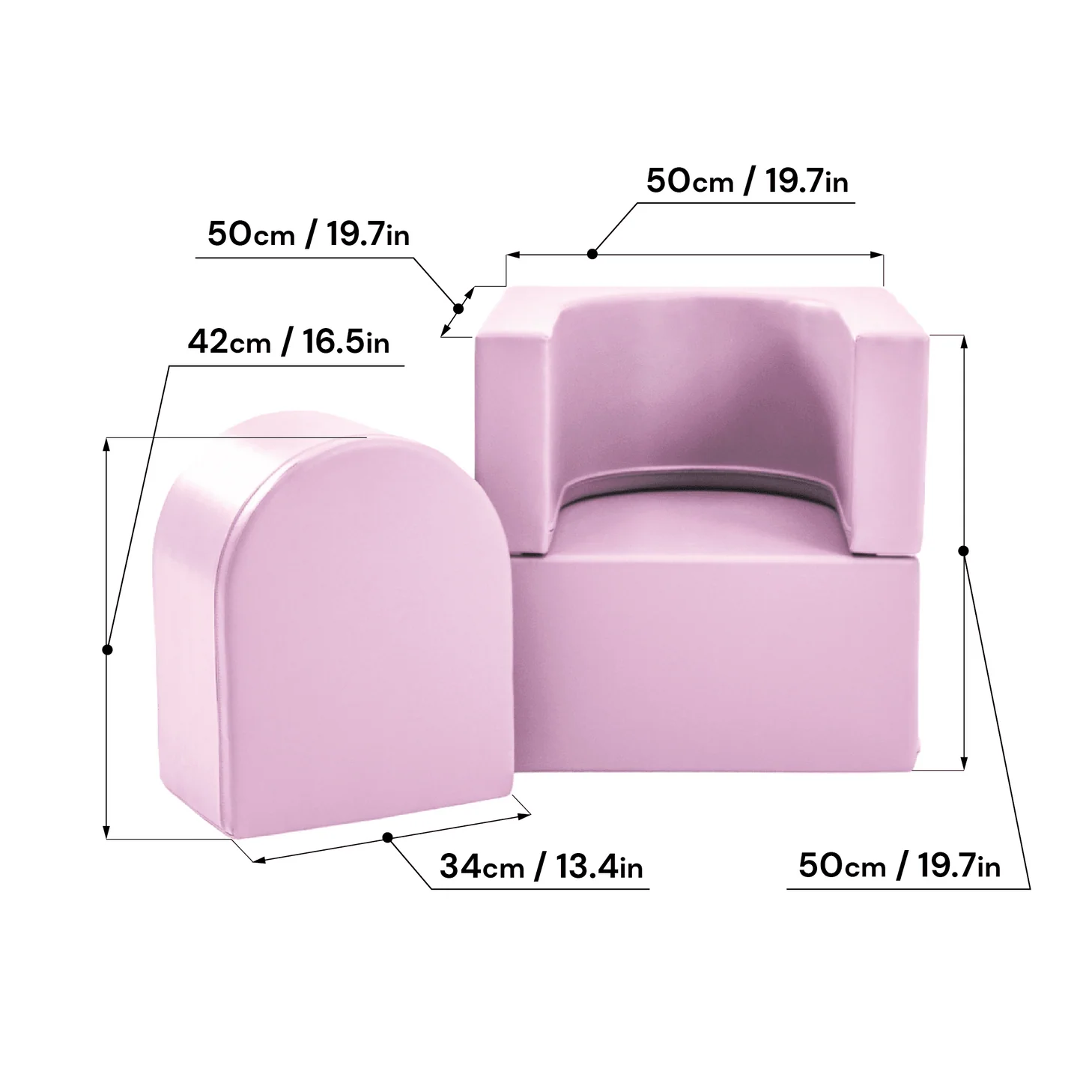 Atpūtas krēsls Snoozy, Soft Play Sofa Chair, IGLU - rozā, SET_Playchair_03