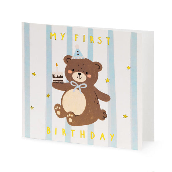 Apsveikuma kartīte My First Birthday - lācītis, 14x14 cm, KAR14