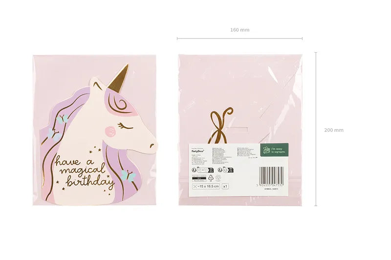 Apsveikuma kartīte Vienradzis, Birthday Card Unicorn, KAR15