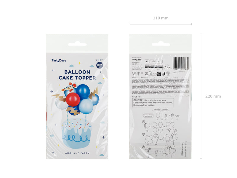 Kūkas dekors ar baloniem, Balloon Cake Topper Plane, Mix
Artikuls: KBT1