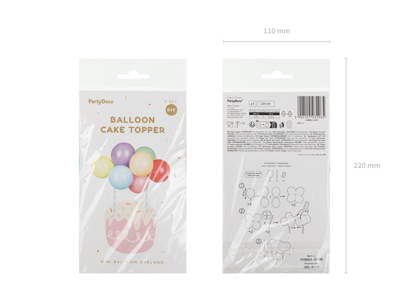 Kūkas dekors ar baloniem Varavīksne, Balloon Cake Topper Rainbow
Artikuls: KBT2