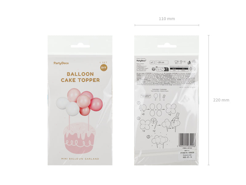 Kūkas dekors ar baloniem Rozā, Balloon Cake Topper Pink
Artikuls: KBT3-081