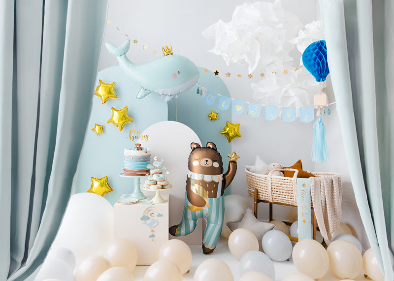 Kūkas un kēksiņu dekors Valis - ar mākonīšiem un zvaigznītēm, Cupcake Toppers Whale