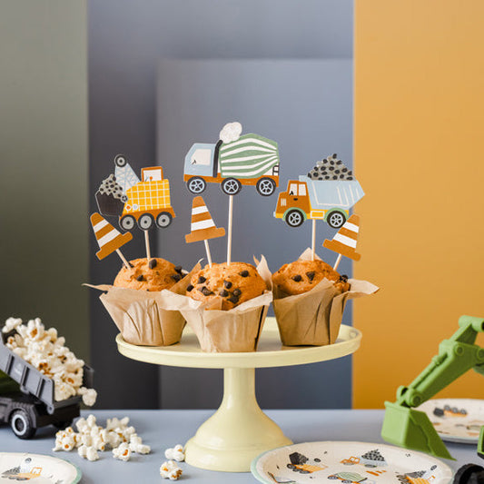 Kēksiņu dekori Celtniecības Transportlīdzekļi, Cupcake Toppers Construction Vehicles
Artikuls: KPM32