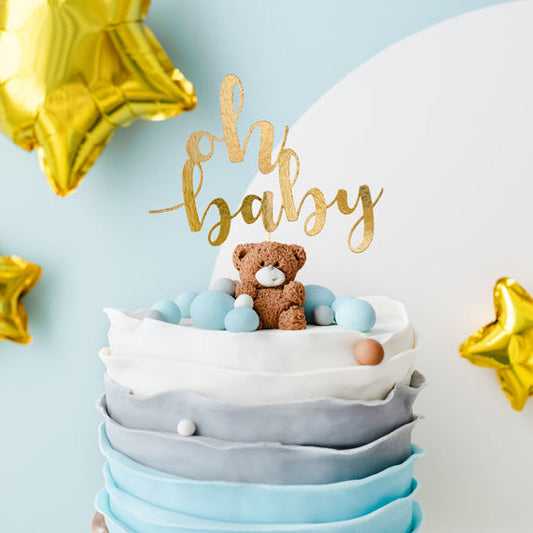 Kūkas dekors, Cake Topper "Oh Baby", zelta