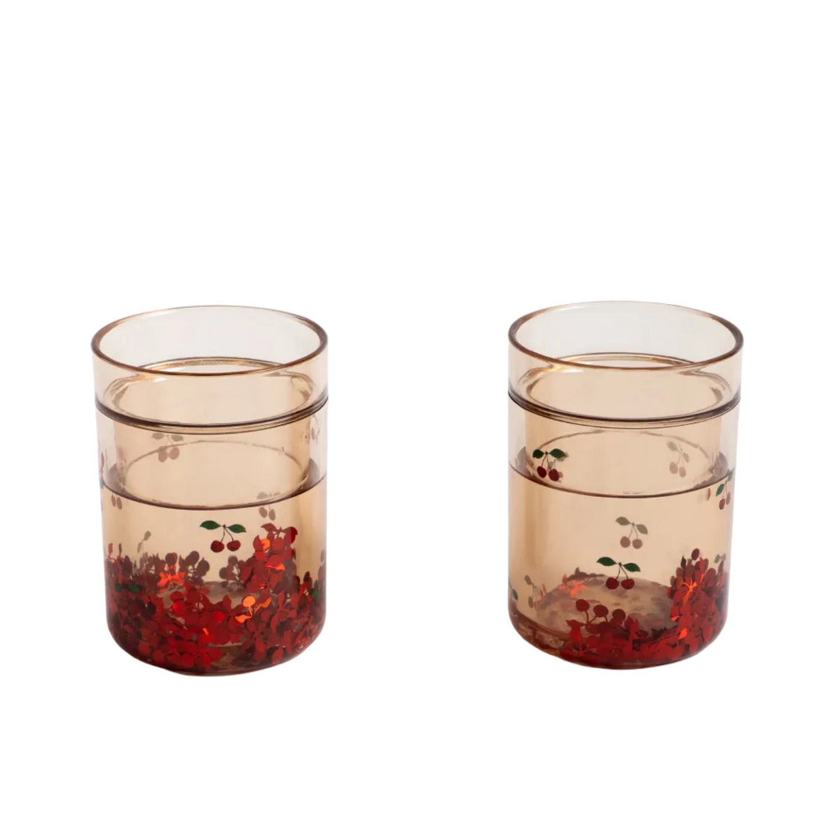 Gliteru glāzīšu komplekts Glitter Cups Cherry, 2 gab., 180 ml, Konges Slojd, KS5069-CHERRY