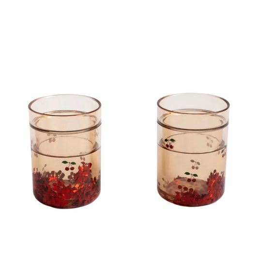 Gliteru glāzīšu komplekts Glitter Cups Cherry, 2 gab., 180 ml, Konges Slojd, KS5069-CHERRY