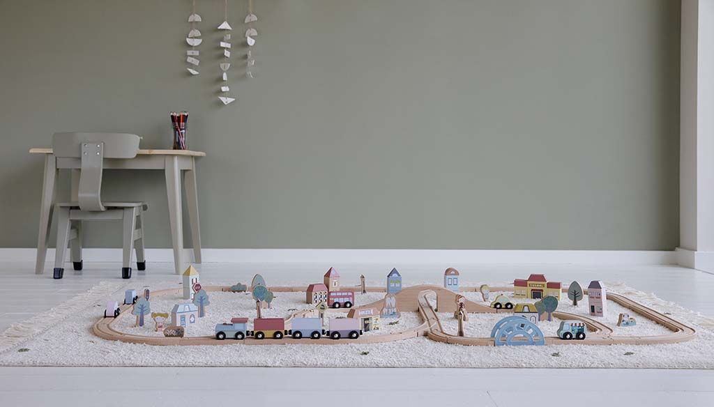 Koka vilcienu sliežu trase, XXL starta komplekts, Railway Train set Starterkit, Little Dutch LD4487