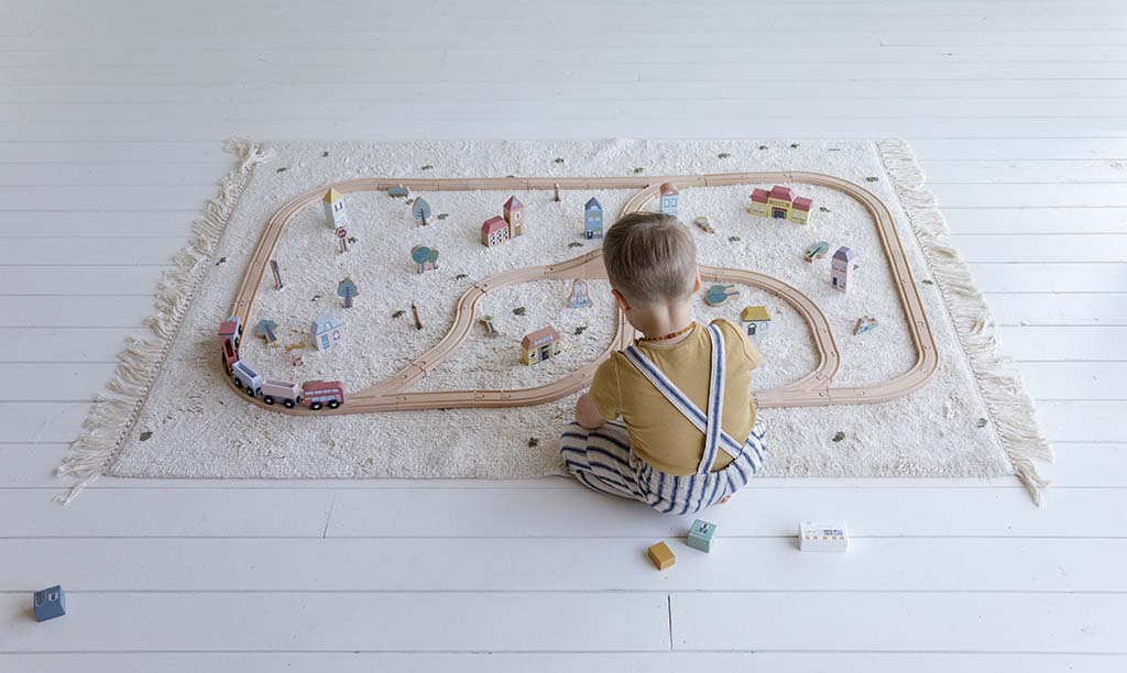 Koka vilcienu sliežu trase, XXL starta komplekts, Railway Train set Starterkit, Little Dutch LD4487