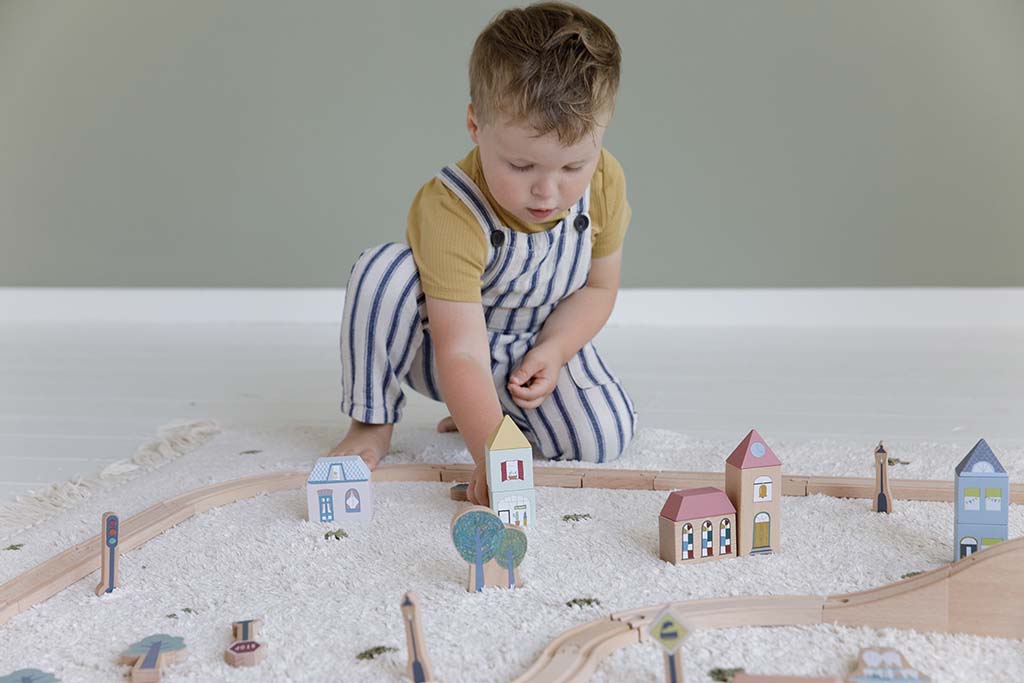 Koka vilcienu sliežu trase, XXL starta komplekts, Railway Train set Starterkit, Little Dutch LD4487