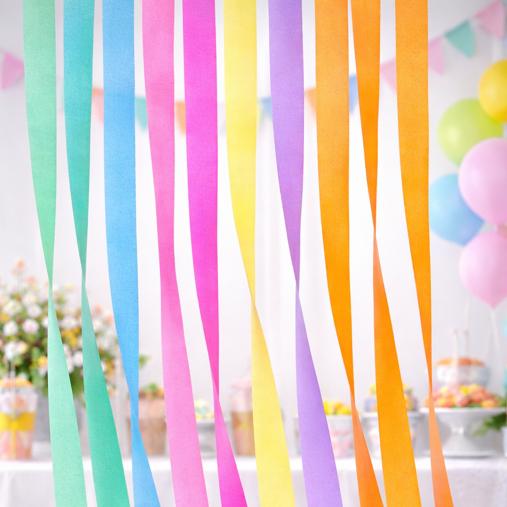 Kreppapīra dekorācijas Crepe Paper 10m, Pastel Rainbow, 6 gab, Party Deco