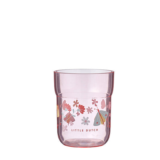 Bērnu krūze, Children's glass Flowers & Butterfly, rozā, Little Dutch