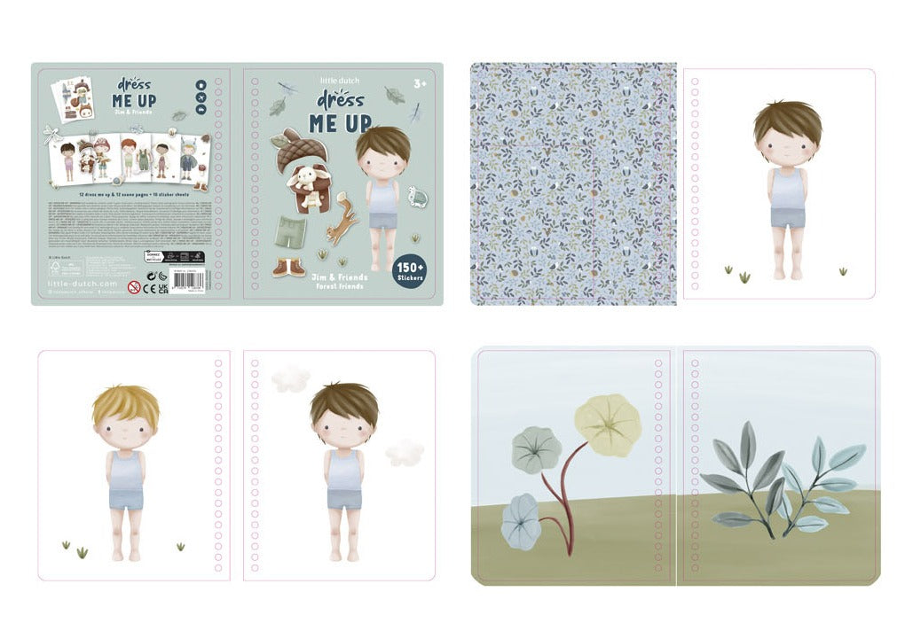 Uzlīmju aktivitāšu grāmata Jim & Forest Friends, Dress me up book, LD126331
