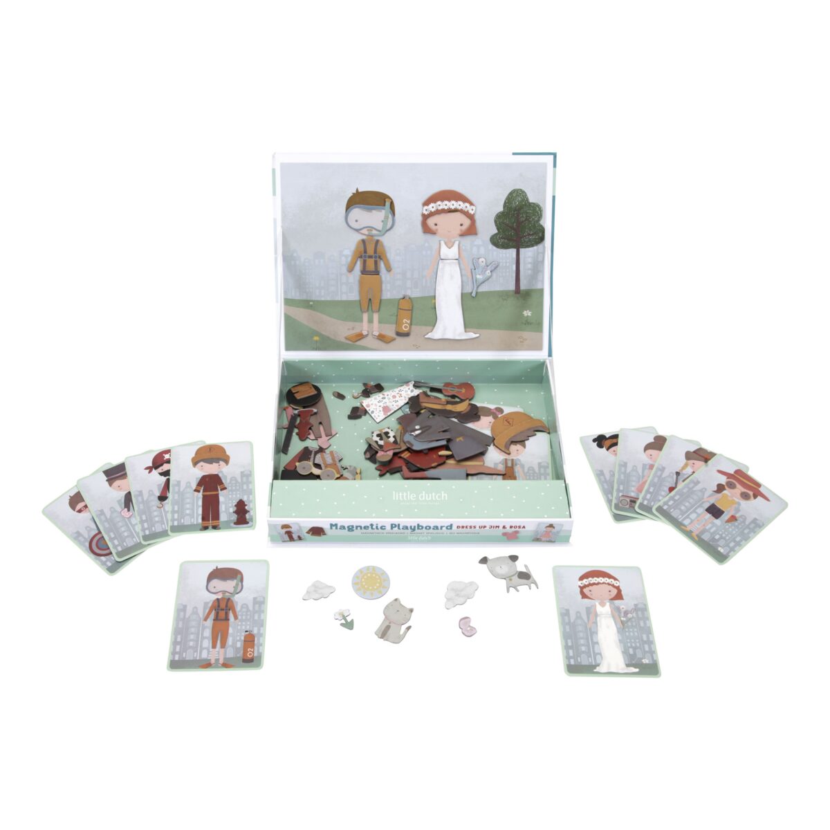 Magnētiskā spēle Dress Up Jim & Rosa, Magnetic Playboard, Little Dutch