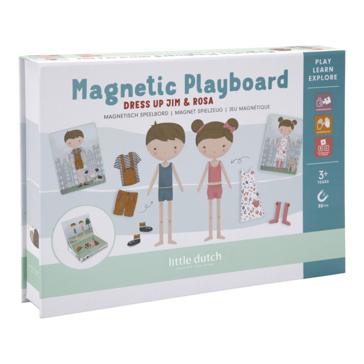Magnētiskā spēle Dress Up Jim & Rosa, Magnetic Playboard, Little Dutch