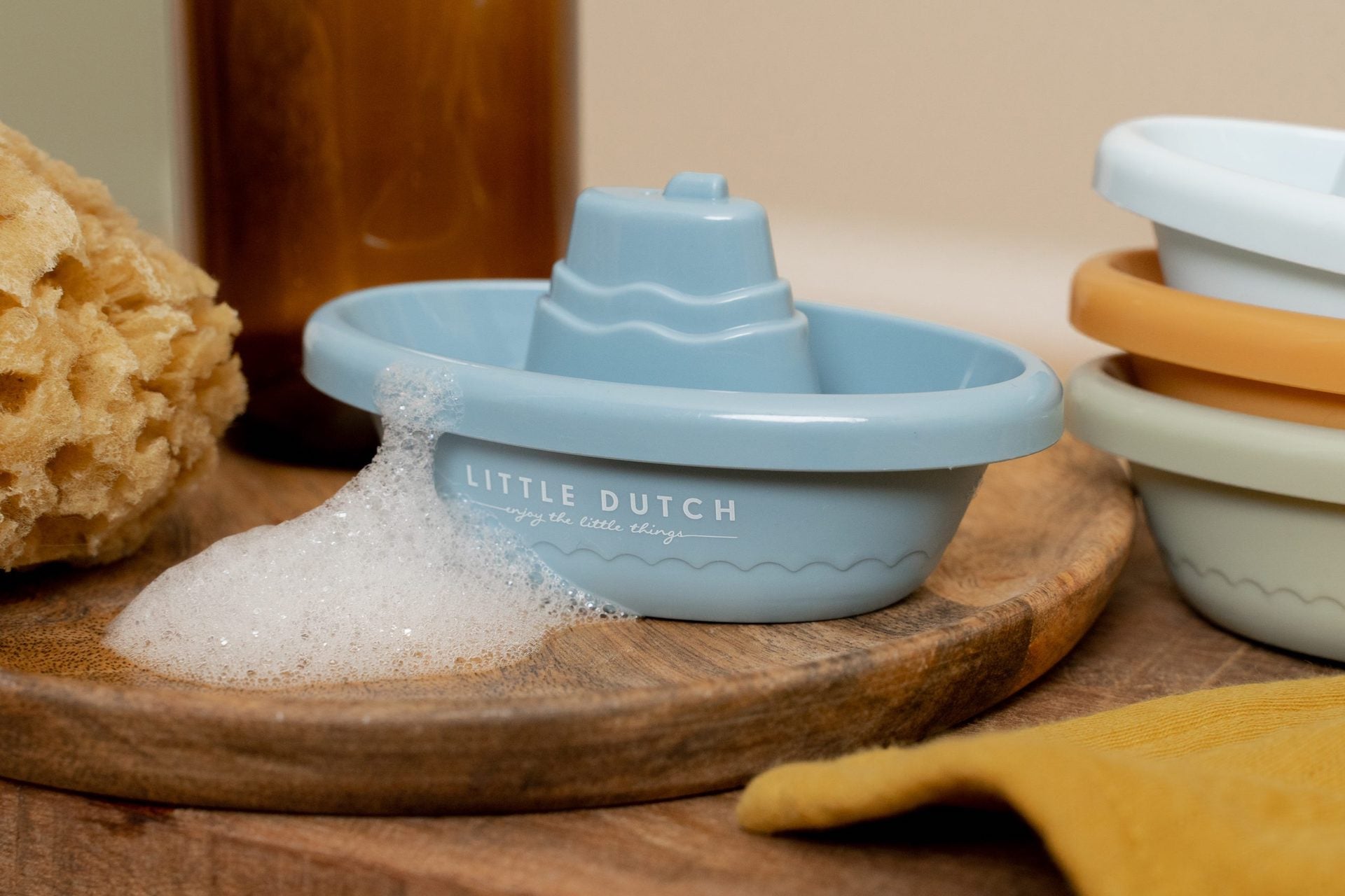 Rotaļlietu laivas vannai, zilas, Stackable Bath Boat, Little Dutch