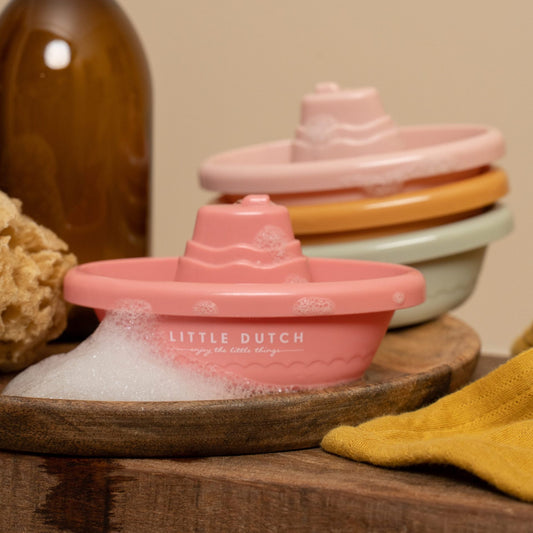 Rotaļlietu laivas vannai, rozā, Stackable Bath Boat, Little Dutch