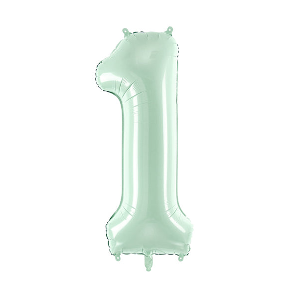 Liels balons cipars 1, zaļš, pildāms ar hēliju vai gaisu, 72cm, FB230G-1-012, hēlija baloni Liepājā, Party Deco