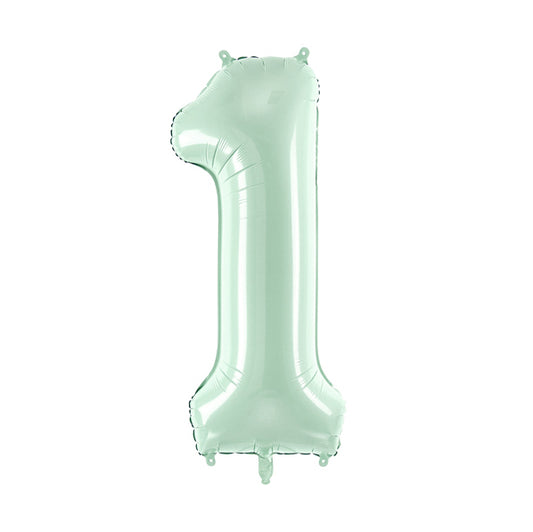 Liels balons cipars 1, zaļš, pildāms ar hēliju vai gaisu, 72cm, FB230G-1-012, hēlija baloni Liepājā, Party Deco